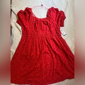 Red Ts Puff Slv Tie Back Dress Terra & Sky
